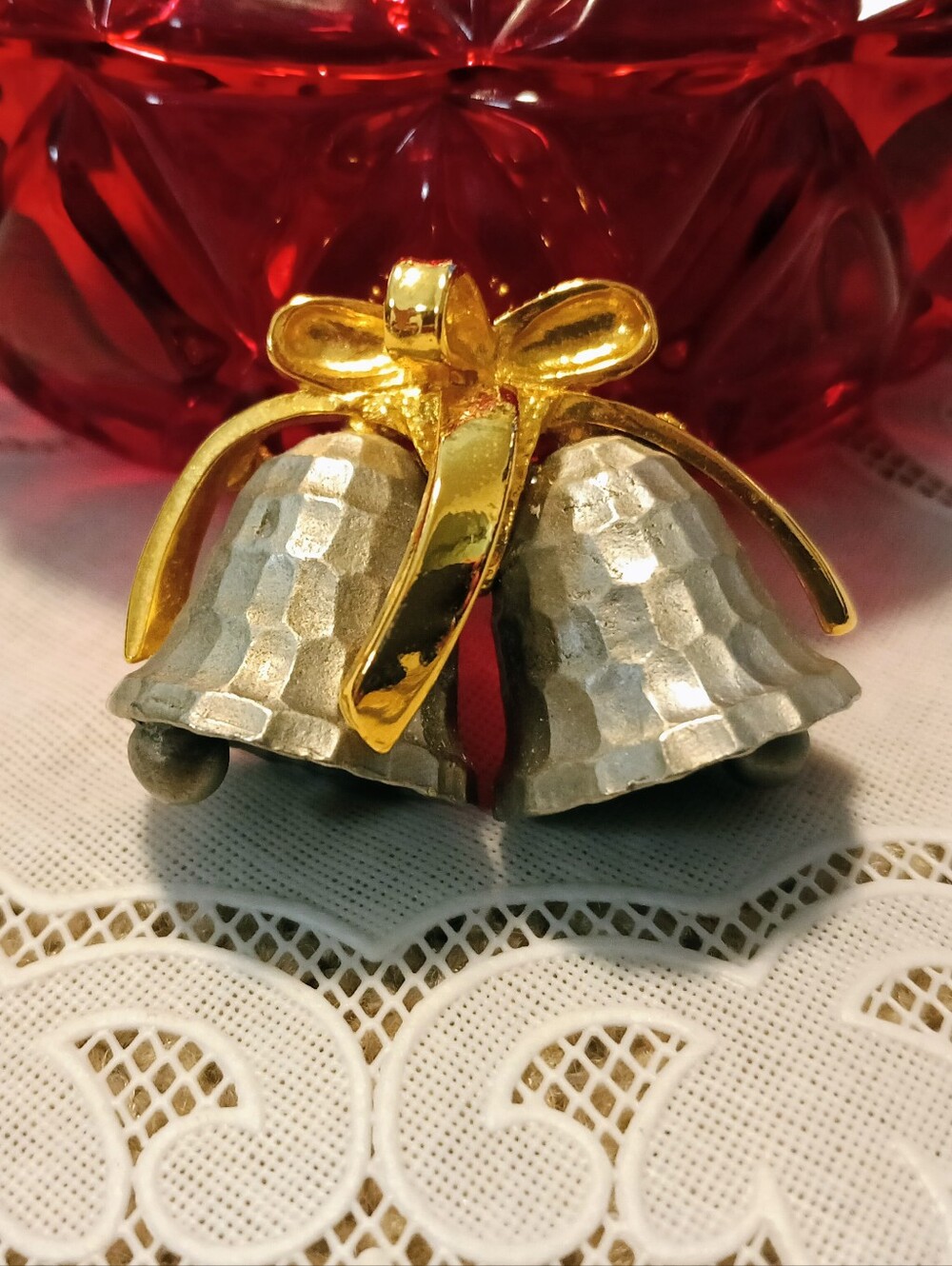 Vintage Large Silver & Gold Bell Brooch